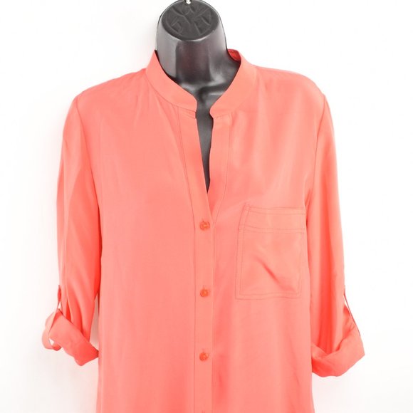 Diane von Furstenberg 4 Gilmore Blouse 100% Silk- HOT CORAL - not red - Picture 4 of 16